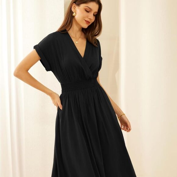 ♥️ Chic Black Midi Dress for Women by Grace Karen - Picture 3 of 6